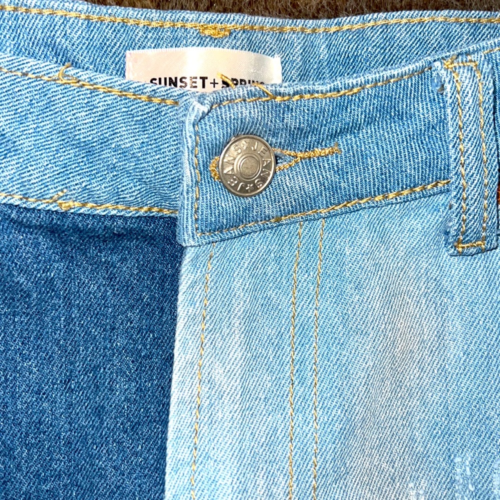 Sunset+Spring Patchwork Denim Mini Skirt - Picture 8 of 13